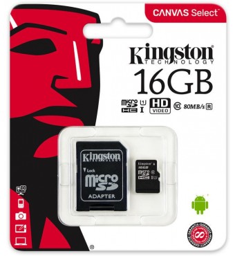 KINGSTON 16GB micro SDHC Card Class 10 + SD adapter